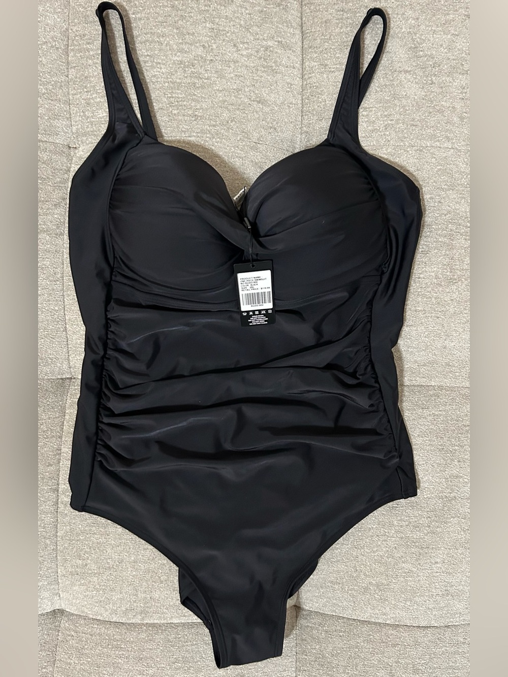 Black Ruched One-Piece Swimsuit with Molded Cups 2XL